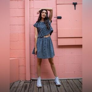 Liz Alig | Perry Gathered Short Skirt in Black and White